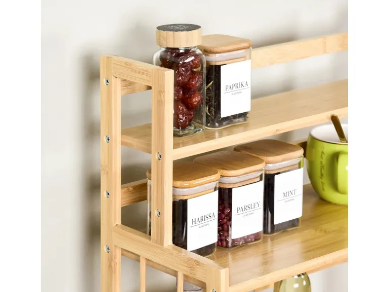KARAT Bambus Küchenregal Alabama Stilvoller Stauraum für Gewürze Und Utensilien