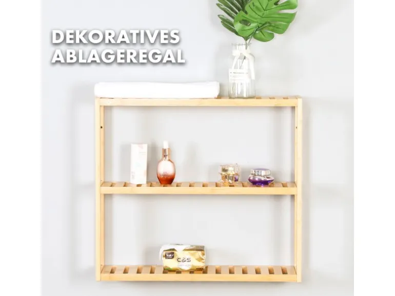 KARAT Bambus Wandregal WyomIng Elegantes Schweberegal Mit 3 Etagen