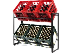 KARAT Flaschenkastenständer Kenji - Robustes Lagerregal für Büro, Küche, Garage oder Flur - Schwarz - 104 x 32 x 82 cm