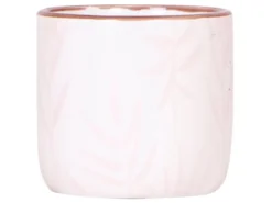 Keramik-Übertopf Leaf Bedruckt Ø 6 cm x 5 cm Weiß-Rosa