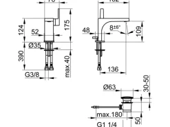 Keuco EHMT-Waschtischmischer Edition 11 51104 Chrom mit Ablaufgarnitur