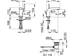 Keuco EHM-Waschtischmischer 80 Edition 400 51504 Chrom mit Ablaufgarnitur