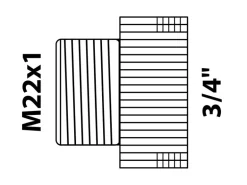 Kirchhoff Übergangsstück 24,2 mm (3/4" IG) x M22 AG Chrom