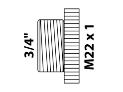 Kirchhoff Übergangsstück 26,4 mm (3/4" AG) x M22 IG Chrom