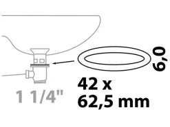 Kirchhoff Dichtung Silikon für 32 mm (1 1/4") Weiß 42 mm x 62,5 mm x 6 mm