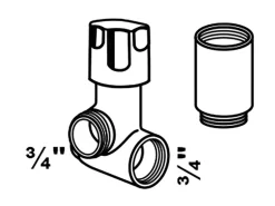 Kirchhoff GA-Ventil Rechts mit Ausgleich für Wandarmatur 20 mm (3/4") Chrom