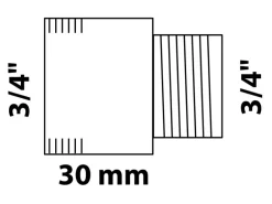 Kirchhoff Hahnverlängerung 24,2 mm (3/4" IG) x 26,4 mm (3/4" AG) x 30 mm Chrom