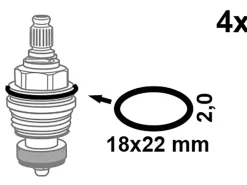 Kirchhoff O-Ring Gummi für Ventiloberteil 18 mm x 22 mm x 2 mm Schwarz 4 Stück