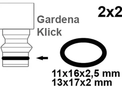 Kirchhoff O-Ring Gummi für Gardena Klicksystem 2 Größen Schwarz 2 x 2 Stück