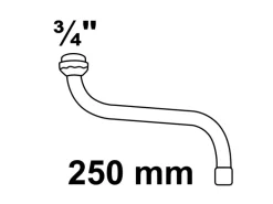 Kirchhoff S-Rohrauslauf mit Mischdüse O-Ring 20 mm (3/4") x 250 mm Chrom