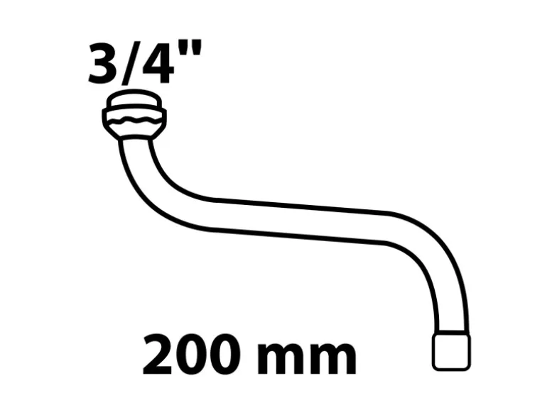 Kirchhoff S-Rohrauslauf mit Mischdüse O-Ring 20 mm (3/4") x 200 mm Chrom