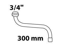 Kirchhoff S-Rohrauslauf mit Mischdüse O-Ring 20 mm (3/4") x 300 mm Chrom
