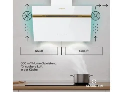 Klarstein Alina Dunstabzugshaube EEK A Touch LED-Beleuchtung Abluft/Umluft 600 m³/h Weiß