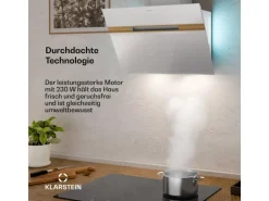 Klarstein Alina Dunstabzugshaube EEK A Touch LED-Beleuchtung Abluft/Umluft 600 m³/h Weiß