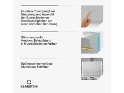 Klarstein Alina Dunstabzugshaube EEK A Touch LED-Beleuchtung Abluft/Umluft 600 m³/h Weiß