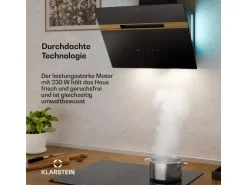 Klarstein Alina Dunstabzugshaube EEK A Touch LED-Beleuchtung Abluft/Umluft 600 m³/h Schwarz/Metallic