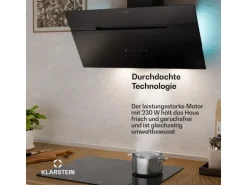 Klarstein Alina Dunstabzugshaube EEK A Touch LED-Beleuchtung Abluft/Umluft 615 m³/h Schwarz