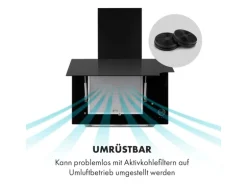 Klarstein Amelia Dunstabzugshaube 123W 60x47x23,5cm LED-Beleuchtung Touch Glas Schwarz