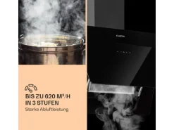 Klarstein Aurica 60 Dunstabzugshaube 60cm 600 m³/h LED Touch Glas Schwarz