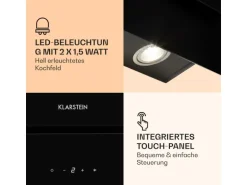 Klarstein Aurica 60 Dunstabzugshaube 60cm 600 m³/h LED Touch Glas Schwarz