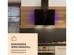 Klarstein Aurora Eco 60 Dunstabzugshaube 550 m³/h 60cm Kopffrei Ambientelicht EEC A++ Schwarz