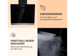 Klarstein Aurora Eco 60 Dunstabzugshaube 550 m³/h 60cm Kopffrei Ambientelicht EEC A++ Schwarz