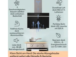 Klarstein Ava 60 Dunstabzugshaube 60cm Wandhaube WiFi A++ 515m³/h Touch