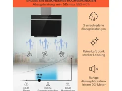 Klarstein Ava 60 Dunstabzugshaube 60cm Wandhaube WiFi A++ 515m³/h Touch
