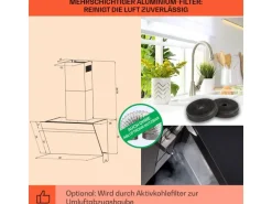 Klarstein Ava 60 Dunstabzugshaube 60cm Wandhaube WiFi A++ 515m³/h Touch