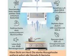 Klarstein Clara 60 Dunstabzugshaube Glas 509 m³/h Touch Ambiente-Licht Weiß