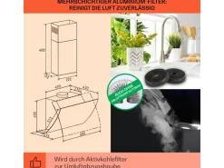 Klarstein Clara 60 Dunstabzugshaube Glas 509 m³/h Touch Ambiente-Licht Weiß