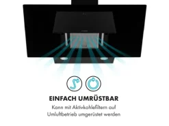 Klarstein Eleonora 90 Dunstabzugshaube 420 m³/h Touch-Panel Ambiente-Licht Schwarz