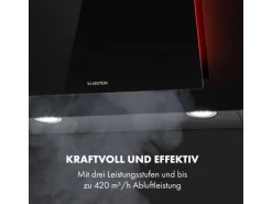 Klarstein Eleonora 90 Dunstabzugshaube 420 m³/h Touch-Panel Ambiente-Licht Schwarz