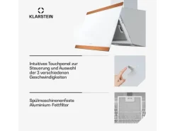 Klarstein FlashLine 60 Dunstabzugshaube A++ 524 m³/h 3 Stufen Touch Abluft/Umluft 100 W Weiß
