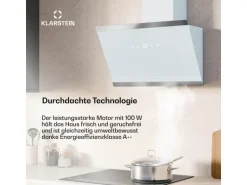 Klarstein FlashLine Dunstabzugshaube A++ 524m³/h 3 Stufen Touch LED Abluft/Umluft 100W Weiß