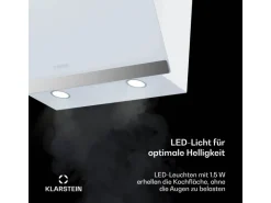 Klarstein FlashLine Dunstabzugshaube A++ 524m³/h 3 Stufen Touch LED Abluft/Umluft 100W Weiß