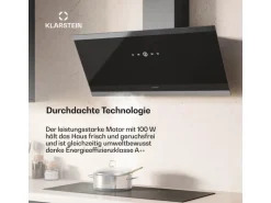 Klarstein FlashLine Dunstabzugshaube 90cm A++ 524m³/h 3 Stufen Touch LED Abluft/Umluft 100W Schwarz