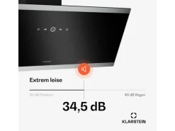 Klarstein FlashLine Dunstabzugshaube 90cm A++ 524m³/h 3 Stufen Touch LED Abluft/Umluft 100W Schwarz