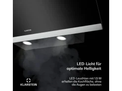 Klarstein FlashLine Dunstabzugshaube 90cm A++ 524m³/h 3 Stufen Touch LED Abluft/Umluft 100W Schwarz