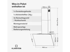 Klarstein FlashLine Dunstabzugshaube 90cm A++ 524m³/h 3 Stufen Touch LED Abluft/Umluft 100W Schwarz