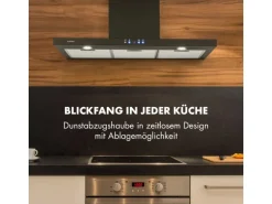 Klarstein Limelight Dunstabzugshaube 90cm Wandhaube 600m³/h Schwarz