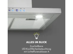 Klarstein Limelight Dunstabzugshaube 60cm Wandhaube 600m³/h Edelstahl Silber