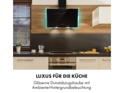 Klarstein Mirage 90 Dunstabzugshaube 550 m³/h Touch-Panel RGB-Ambiente-Licht A++ Schwarz