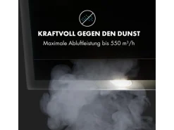 Klarstein Mirage 90 Dunstabzugshaube 550 m³/h Touch-Panel RGB-Ambiente-Licht A++ Schwarz