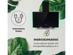 Klarstein Mirage 90 Dunstabzugshaube 550 m³/h Touch-Panel RGB-Ambiente-Licht A++ Schwarz