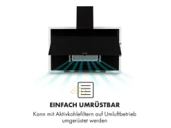 Klarstein Mirage 90 Dunstabzugshaube 550 m³/h Touch-Panel RGB-Ambiente-Licht A++ Schwarz