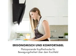 Klarstein Mirage 90 Dunstabzugshaube 550 m³/h Touch-Panel RGB-Ambiente-Licht A++ Schwarz