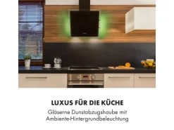 Klarstein Mirage 60 Dunstabzugshaube 550m³/h Touch-Panel RGB-Ambiente-Licht Glas Schwarz