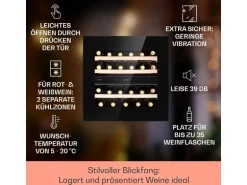 Klarstein Rhone 25 Duo Weinkühlschrank Kompression 2 Zonen 75 L 25 Flaschen