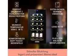 Klarstein Shiraz 15 Slim Uno Weinkühlschrank 44 L Touch-Bedienfeld 5-18°C